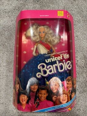 1989 Barbie UNICEF Special Edition Doll - Pink/Blue/White